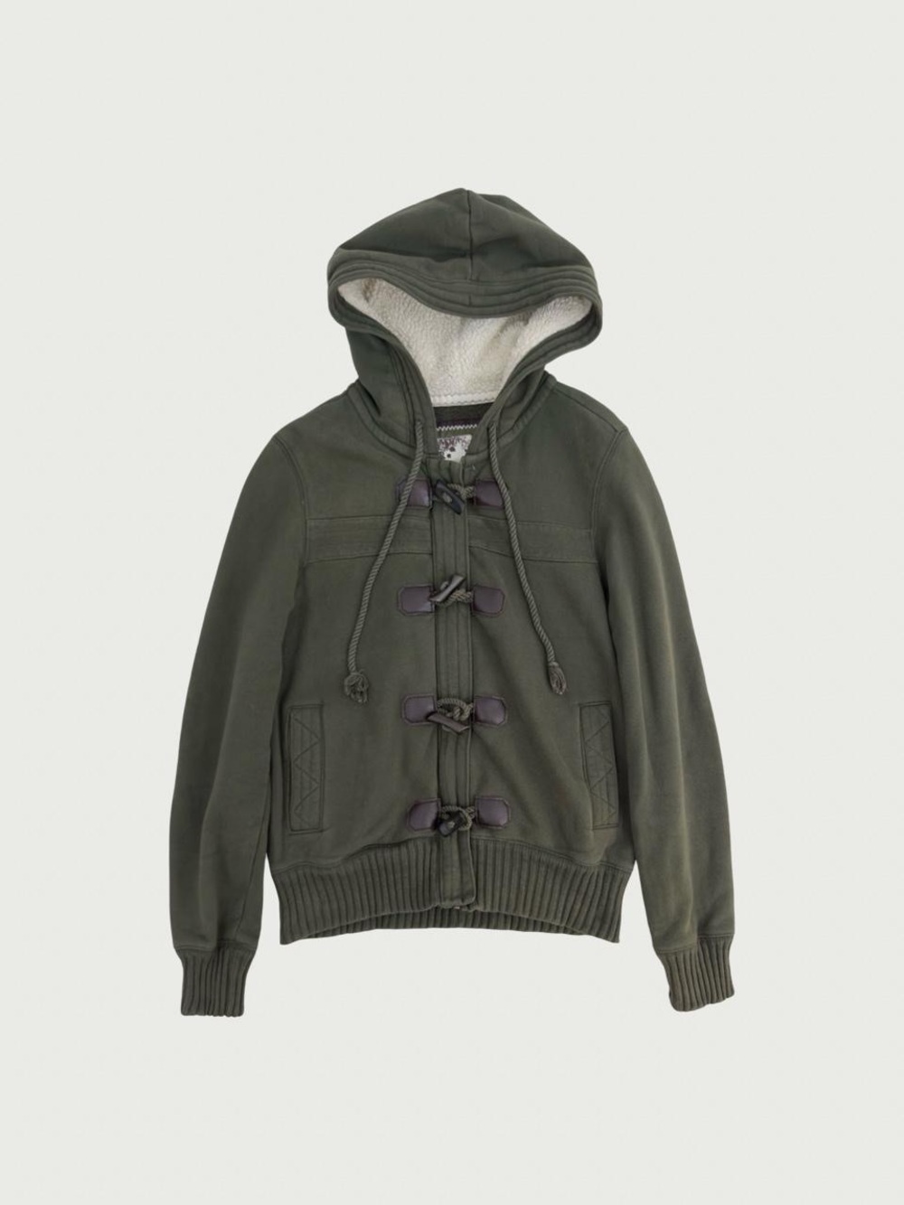 Toggle Closure Zip Front Hoodie